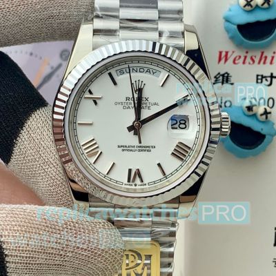 PPM Swiss 3255 clone Gain Weight Rolex Day-Date II White Dial 40mm President Watch 